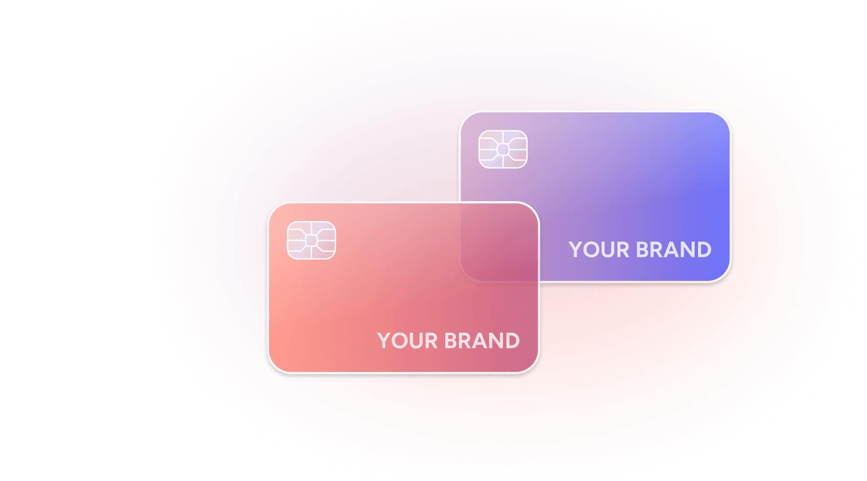 Customized Visa cards with 'Your Brand' label, showcasing personalized design options for businesses